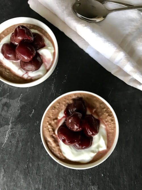 Mini Chocolate-Cherry Chia Pudding