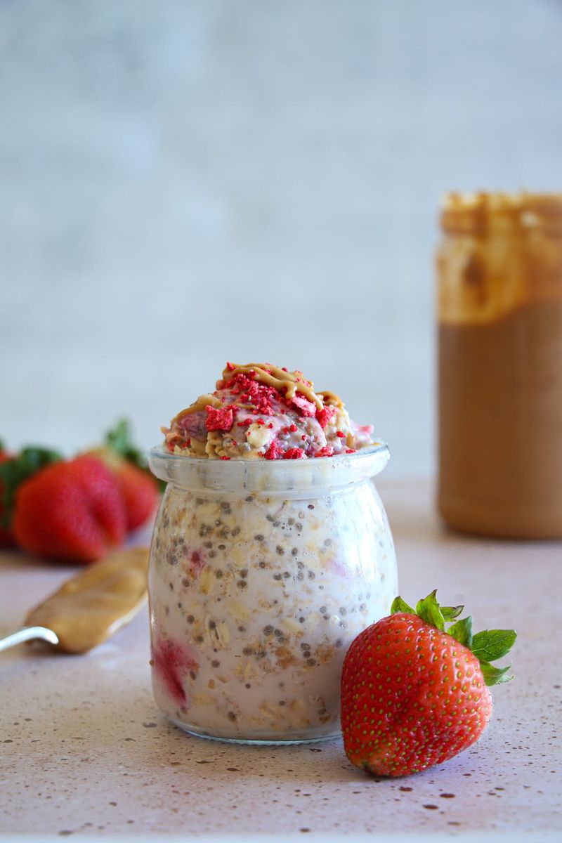 PB&J Overnight Oats With Chia Seeds