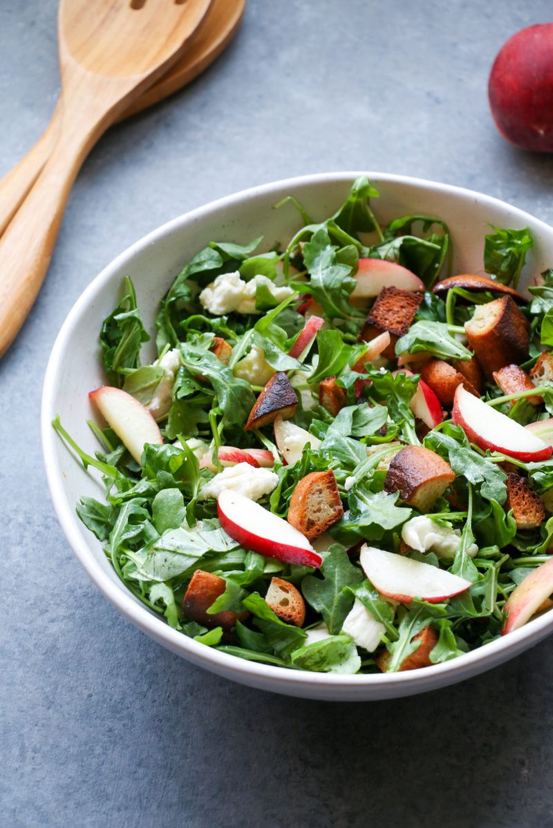 Peach Caprese Panzanella Salad