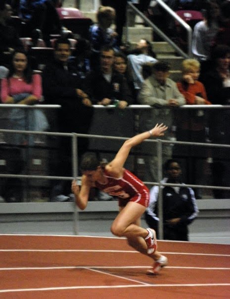 First few strides of the 200m at an indoor track meet at Boston University.