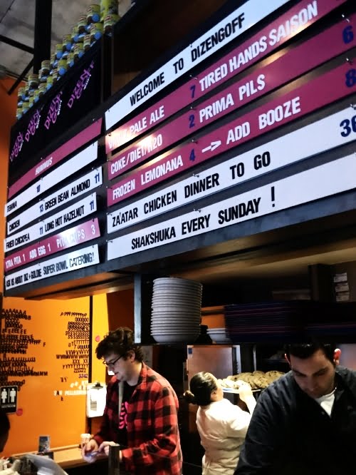 Dizengoff hummus restaurant sign in Philadelphia.