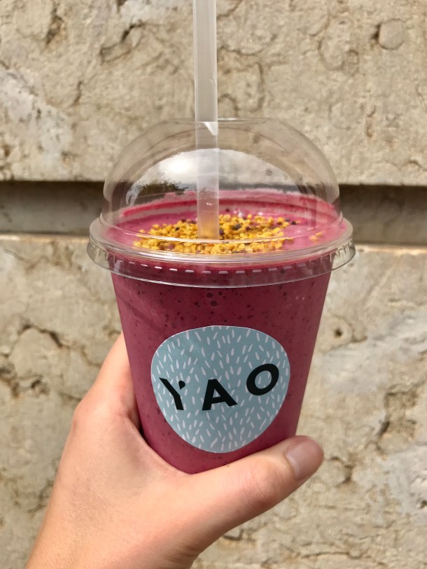 The blueberry muffin smoothie from Yao Pressed Juicery in Lisbon.